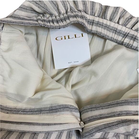 NWT Gilli Wide Leg, Linen Blend Striped Ankle Pants - Picture 3 of 13